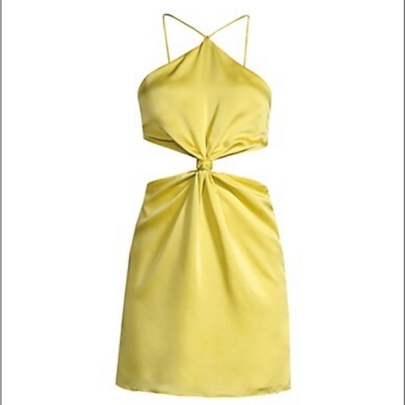 Demeter Cut-Out Knotted Minidress by Frame and Partners in yellow - Picture 5 of 7